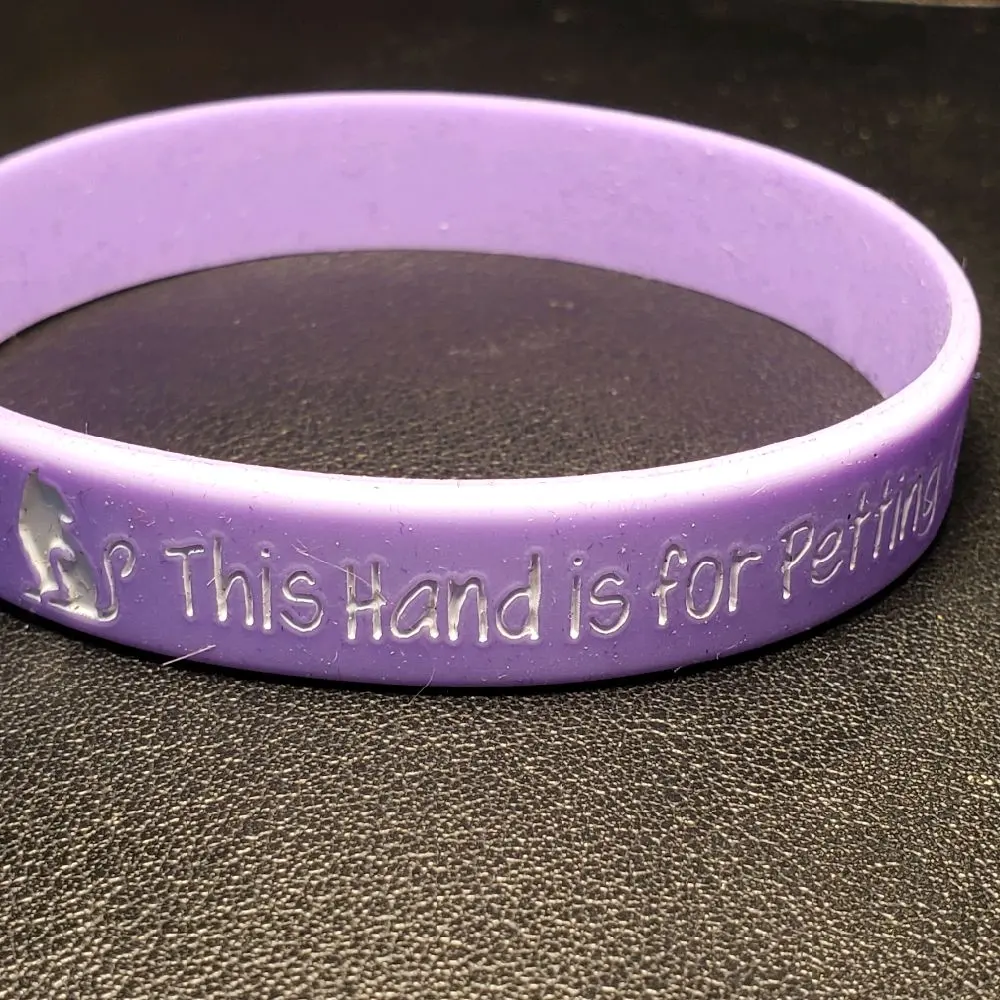 Light Purple "This Hand Is For Petting Cats" Silicone Bracelet, Rubber Jewelry.