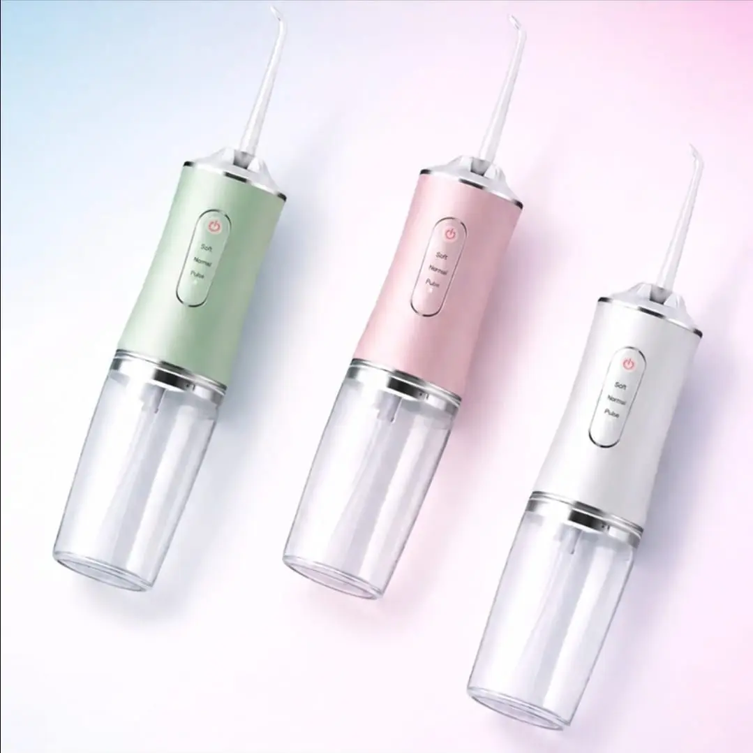 Portable Cordless Oral Irrigator for Daily Teeth/Gums Care, Plaque Removal, Rechargeable with 3 Modes, 4 Jet Tips, 220ml Tank for Travel Dental Cleaning