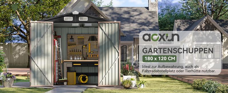 Aoxun Multi-Size Metal Storage Shed | Galvanized Steel, Lockable Doors | Heavy Duty Outdoor Storage for Backyard, Garden, Patio（（4x6FT / 8x10FT /10x12FT）