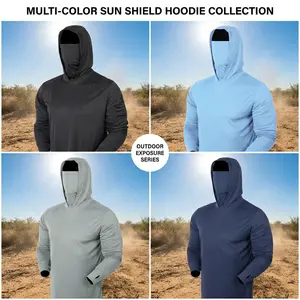 Hooded UPF 50 UV Protective Long Sleeve with Gaiter - Premium Outdoor Wear, Sun Protection, Lightweight, Breathable, Moisture-Wicking, Men's Outdoor Wear