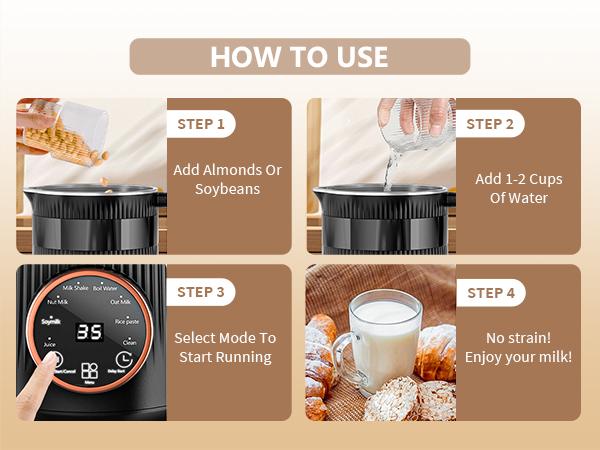 Nut Milk Maker Machine 35oz, 10 Stainless Steel Blades for Homemade Almond Oat Coconut Plant-Based Milk, 8-in-1 Self-Cleaning Auto Keep Warm & Boil Water, 12H Delay Start for Non-Dairy Beverages