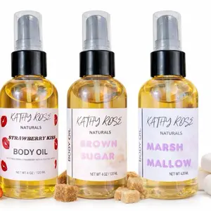 Bundle Set of 3 Strawberry Kiss, Brown Sugar & Marshmallow Body Oil | Hydrating Glow Body Oil | Lightweight Moisturizing Skin Oil