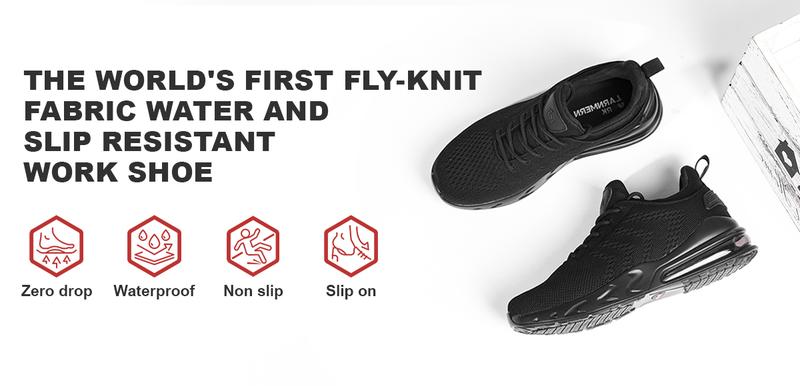 Non-Slip Work Shoes SRC Oil Resistant Breathable Mesh Comfort Chef Footwear Men's & Women's Versions Black Nurse Shoes Lightweight Girl Closed with Laces Anti Slip Waterproof