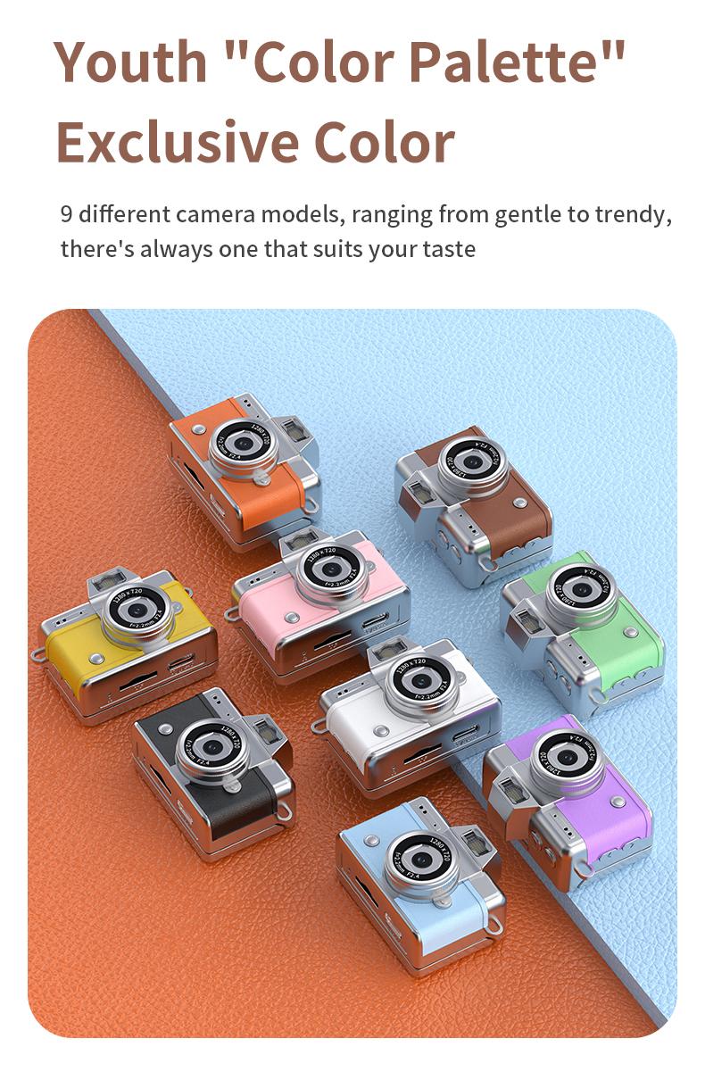 Mini Keychain Digital Camera – Pocket-Size Camera 1080P HD with 1MP Lens, Flash & 0.96" Screen, 32G Card & Charging Cable Included, Retro Vlog Camera for Travel, Concerts, Kids & Instant Party, Sparkling Rose Gold