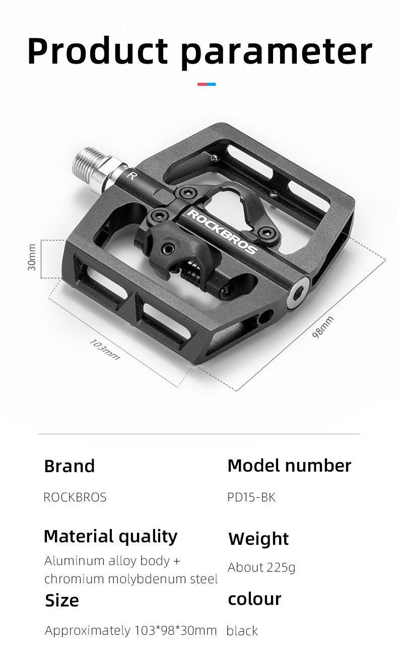 ROCKBROS MTB Aluminum Bike Pedals Compatible with SPD
