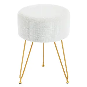 Velvet Vanity Stool - Round Ottoman Footrest Chair for Makeup Room, Bathroom, Bedroom, Living Room, Entryway & Offices