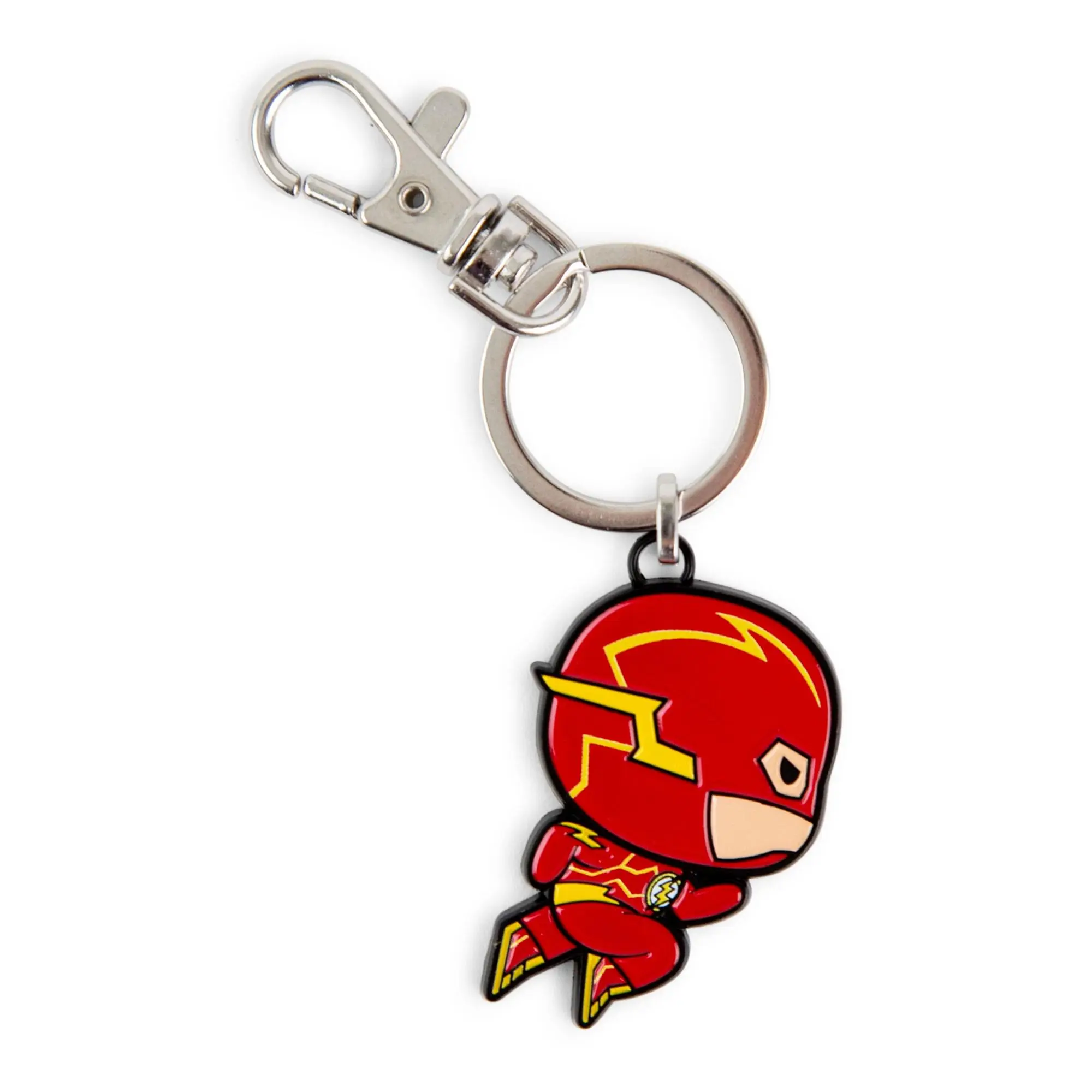 DC Comics The Flash Chibi Superhero Cartoon Character Durable Metal Keychain with Clip, Superheroes, Metal Coating, Solid Build, Choking Hazard Small Parts Warning