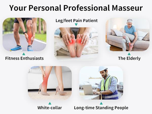 Medcursor Air Compression Leg Massager Black Calf & Foot Massager Adjustable Massage Boots for Home Office Use with 3 Modes & 2 Timers Comfort Gifts for Mom Dad - Relaxing