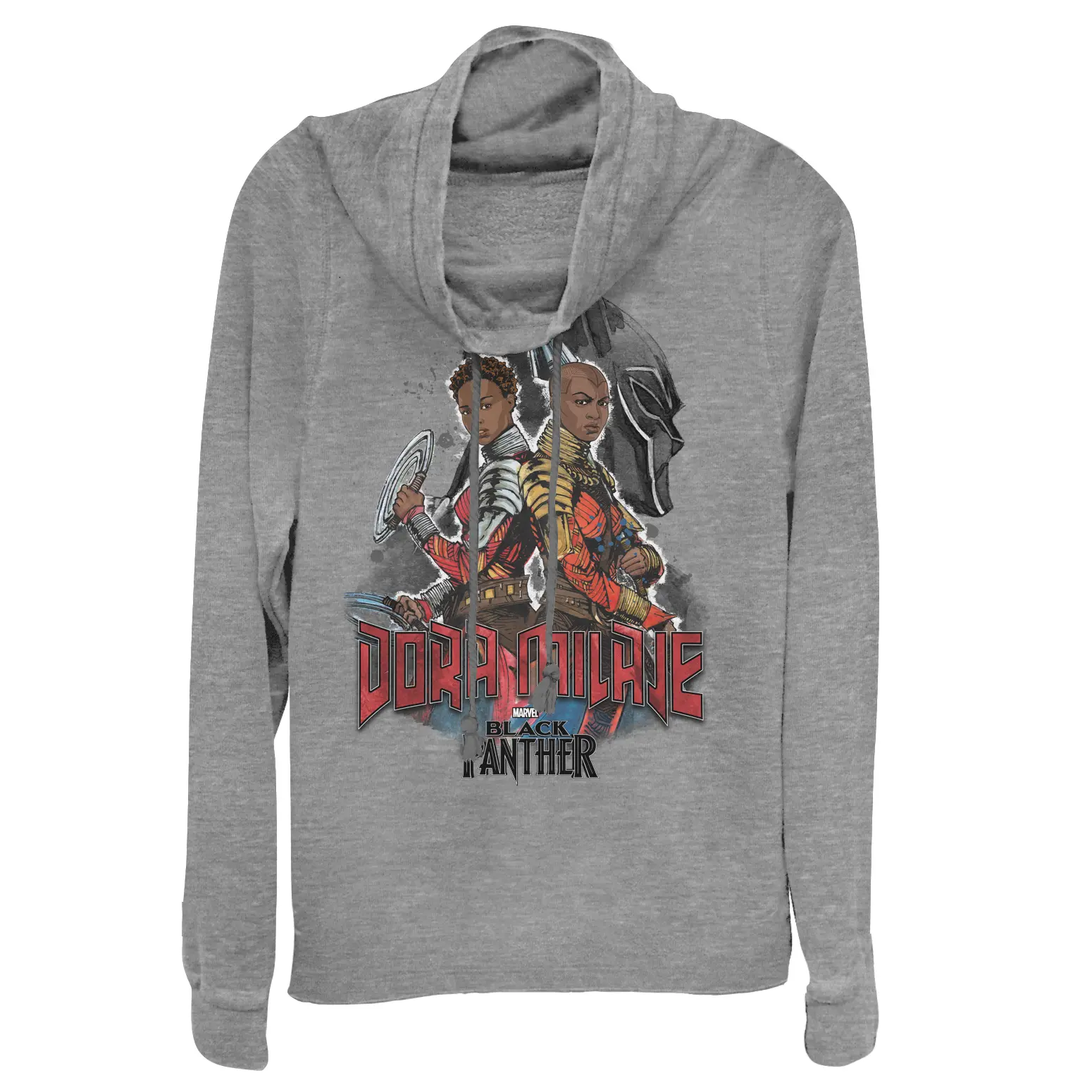 Juniors Womens Marvel Black Panther 2018 Dora Milaje Cowl Neck Sweatshirt