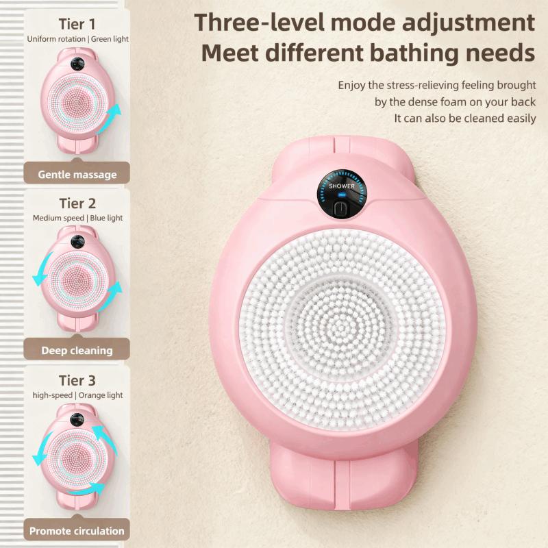 LIVEFULL Smart Wall Mounted Exfoliating Brush,Smart Electric Shower Brush for Body - Wall Mounted Back Scrubber with 3 Speeds & 360° Rotation, Rechargeable Exfoliating Brush with Soft Bristles, Hands-Free Deep Cleansing for Men & Women