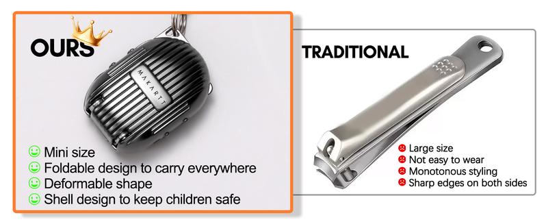 Makartt Nail Clipper Foldable Nail Cutter, Pink Gold Nail Trimmer, Mini Fingernail Clipper with Keyring Stainless Steel Portable Manicure tools for Salon Home Travel Nail kit Nail Care Aesthetic