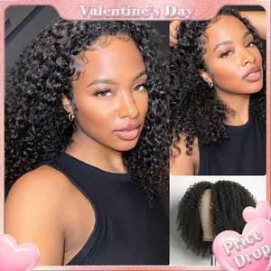 [Wequeen]  4C-Friendly Kinky Curly V Part Wigs 10A Grade Brazilian Thin Part Human Hair Wigs For Beginner Glueless Half Wig Natural Color Budget Friendly Valentine Gifts