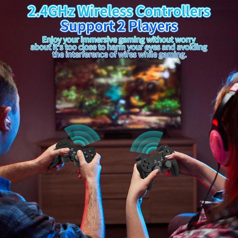 Retro Game Console – 20,000+ Classic Games Built-in, 18 Emulators, Dual 2.4G Wireless Controllers, 4K HDMI Output, 64GB Plug & Play Game Stick for TV, PC, Projector