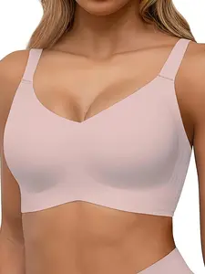 Seamless, Comfortable, And Supportive Women'S Bra with a Fixed Cup Design to Prevent Sagging And Side Bulge, Featuring No Underwire