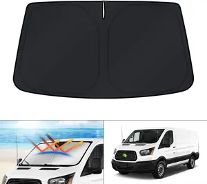 Canvcle Custom Fit Windshield Sun Shade for 2015-2025 Ford Transit Accessories Wagon XL,Wagon XLT Cargo Vehicle,Connect Van XL Sunshade Foldable Sun Visor Protector Blocks UV Rays Keep Your Car Cooler