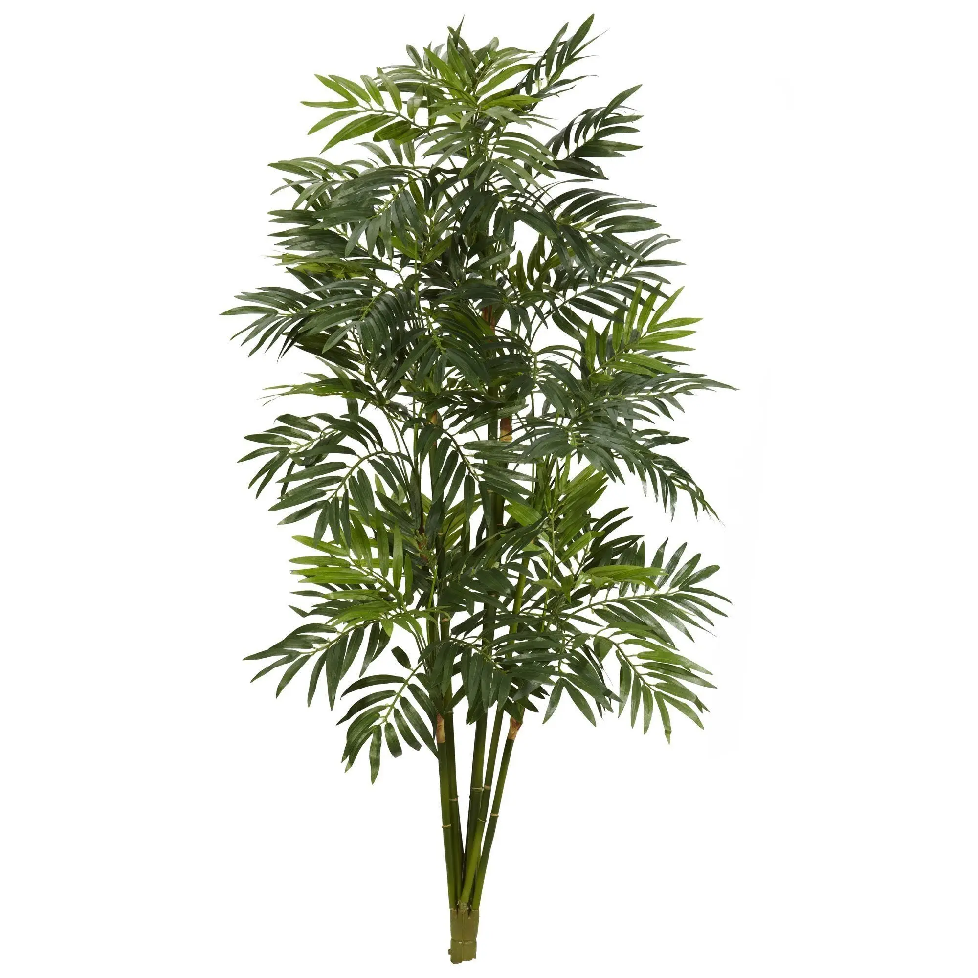 3' Synthetic Tropical Mini Bamboo Palm - Lifelike Look Indoor Plant, Space-Saving Home Plant Decor Piece, Decorative