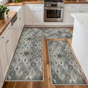 3PCS, Abstract Style Kitchen Rugs Sets of 3 Non Slip Washable Kitchen Mats for Floor, Waterproof Abstract Kitchen Runner Rug, Floor Mat Carpet for Hallway, Laundry, Sink, Entryway, Bathroom