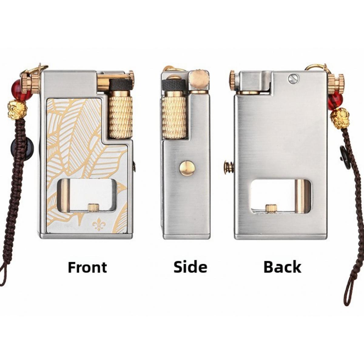 Elegant Vintage Liquid Lighter Full Metal Body Clear Oil Tank Durable Portable Igniter Perfect Gift For Father Him Men (Without Fuel)