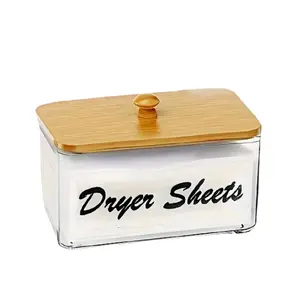 Dryer Holder with Lid,Acrylic Laundry Clear Dryer Sheets Dispenser Container ...