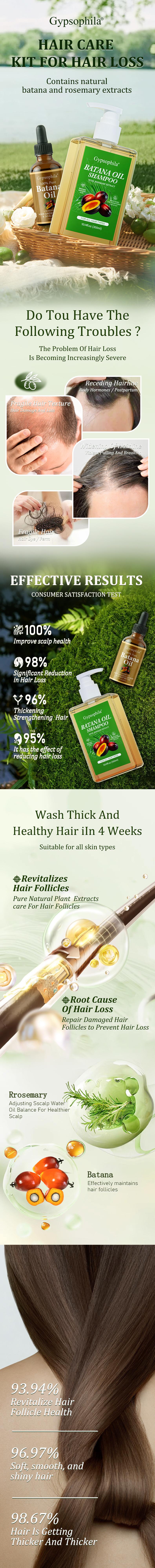 Gypsophila Hair Care Kit - Batana Oil Shampoo & Rosemary Infused Batana Oil - Nourish, Repair, & Volumize for Healthy, Hydrated, & Smooth Hair