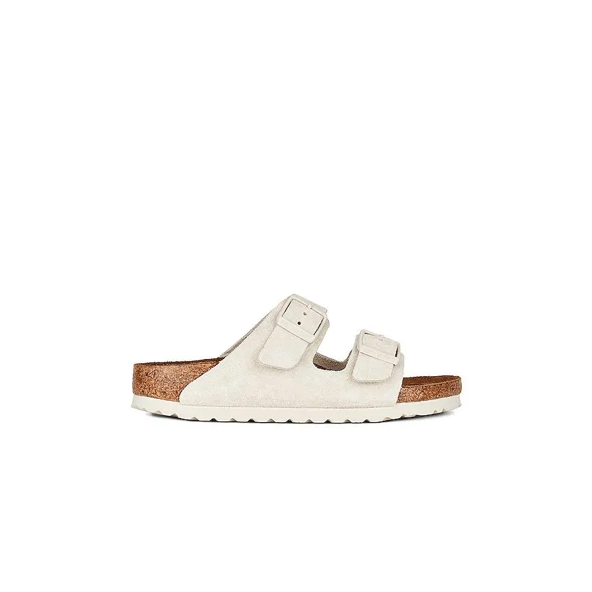 BIRKENSTOCK Arizona Soft Footbed Sandal in Antique White Suede
