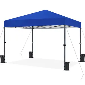 Costoffs 10x10ft Pop-Up Canopy Tent with Wheeled Storage Bag, Height Adjustable 5.6 to 8.7ft, Complete Accessory Kit with Sandbags and Stakes, Water-Resistant Oxford Fabric for Beach/Backyard/Picnic/Outdoor Gatherings