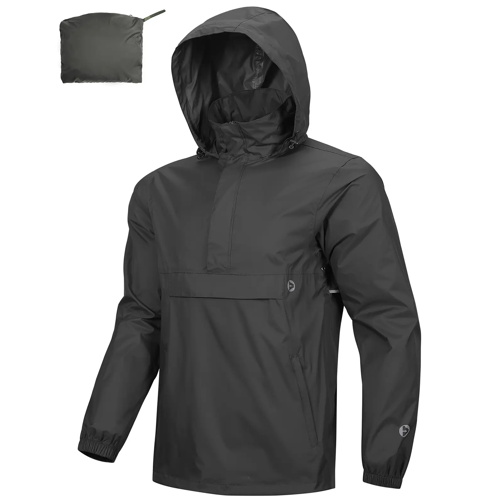 Outdoor Ventures Men's Wear Waterproof Lightweight Packable Rain Pullover Jacket - Outdoor Outerwears, Wind Resistant Outerwear for Hiking, Golf, Running Jackets, Athletic Jacket,clothes for back to school,first day of school outfits