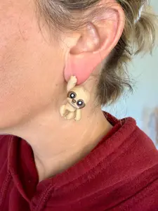 Sloth Hanging Earrings | 3D Printed Animal Jewelry | Cute Sloth Earrings | Funny Hanging Earrings | Quirky Wildlife Gift