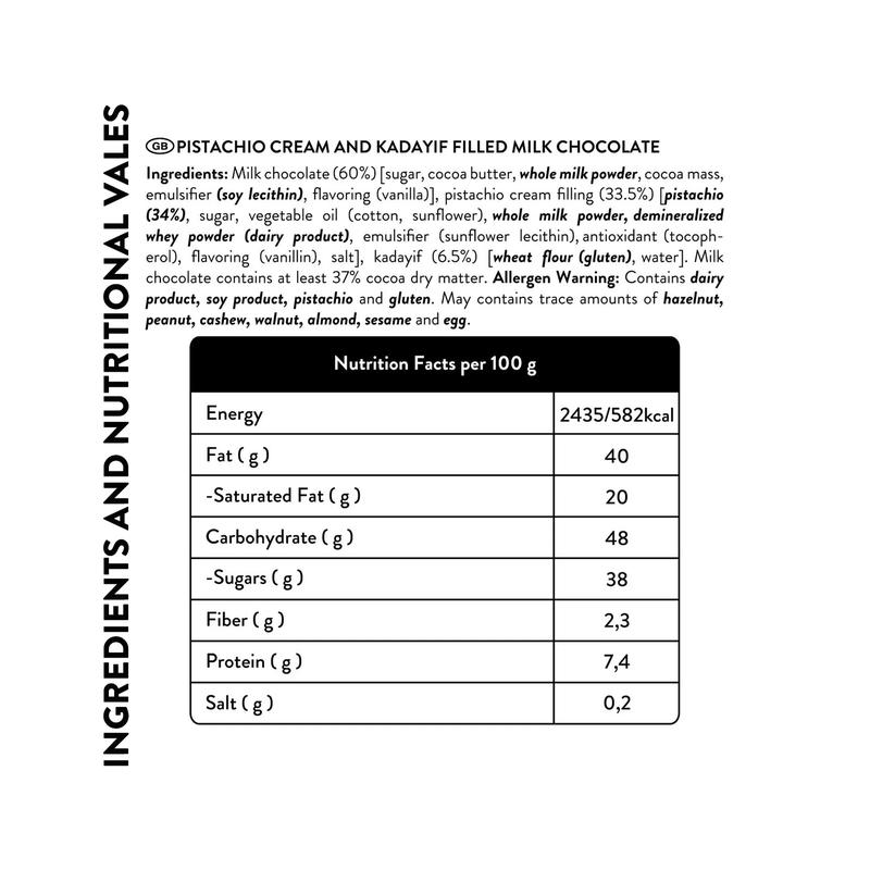 PatisLove Dubai Chocolate Bar 7.05 oz / 200g – Premium Gourmet Chocolate, Handmade Luxury Treat, Premium Chocolate Filled with Knafeh