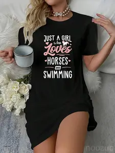 Just A Girl Who Loves Horses And Swimming Horse Lover Casual Dress