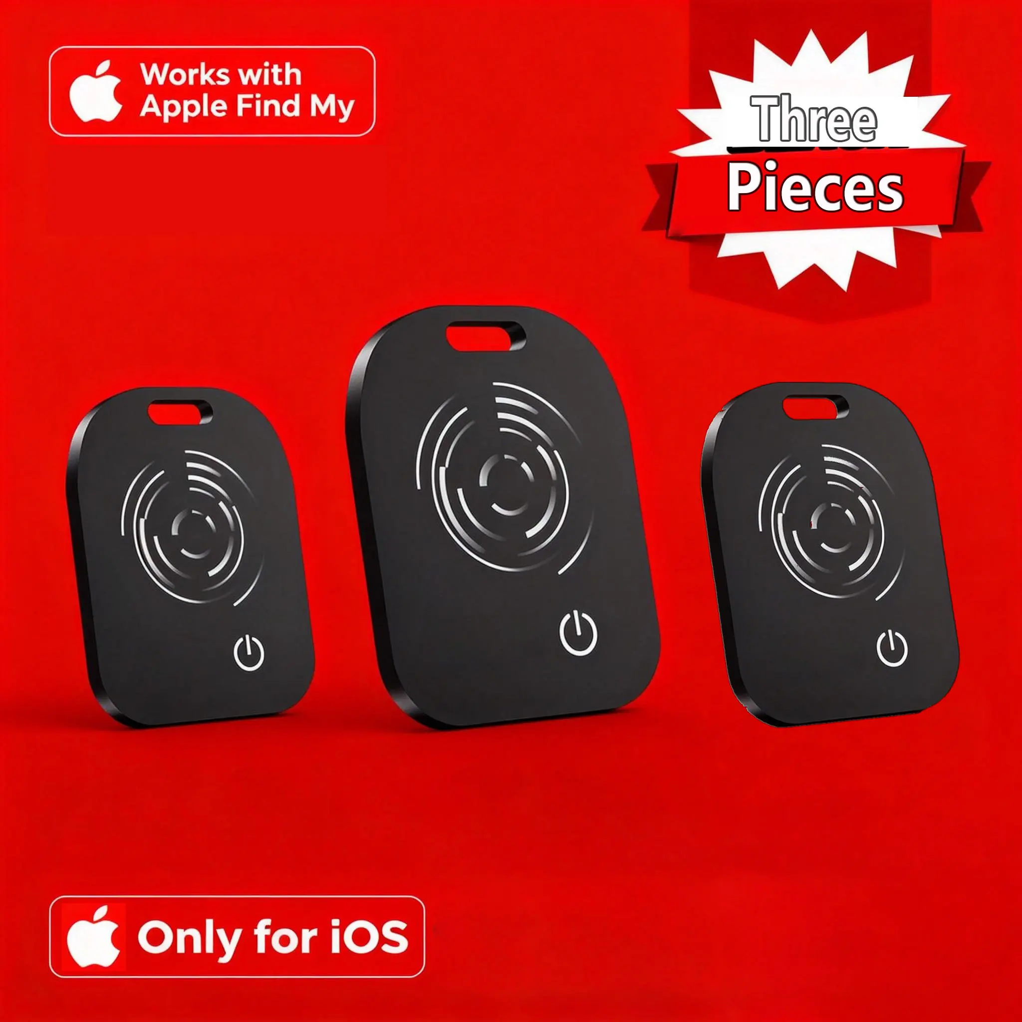 3-Piece Mini Wireless Positioning Tracker, Smart GPS WiFi Device, iOS-Only Find My Compatible, Car Anti-Lost Tag with Waterproof Tracking Protection Case, No Subscription