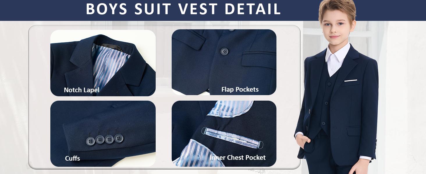 8 Piece Boys Suit Set-Size 2 to Size 20, Formal Slim Fit Boys Suit, Gift for Boys, Toddler, Teenage, Kid, Young Adult, Wedding, Graduation, Churches