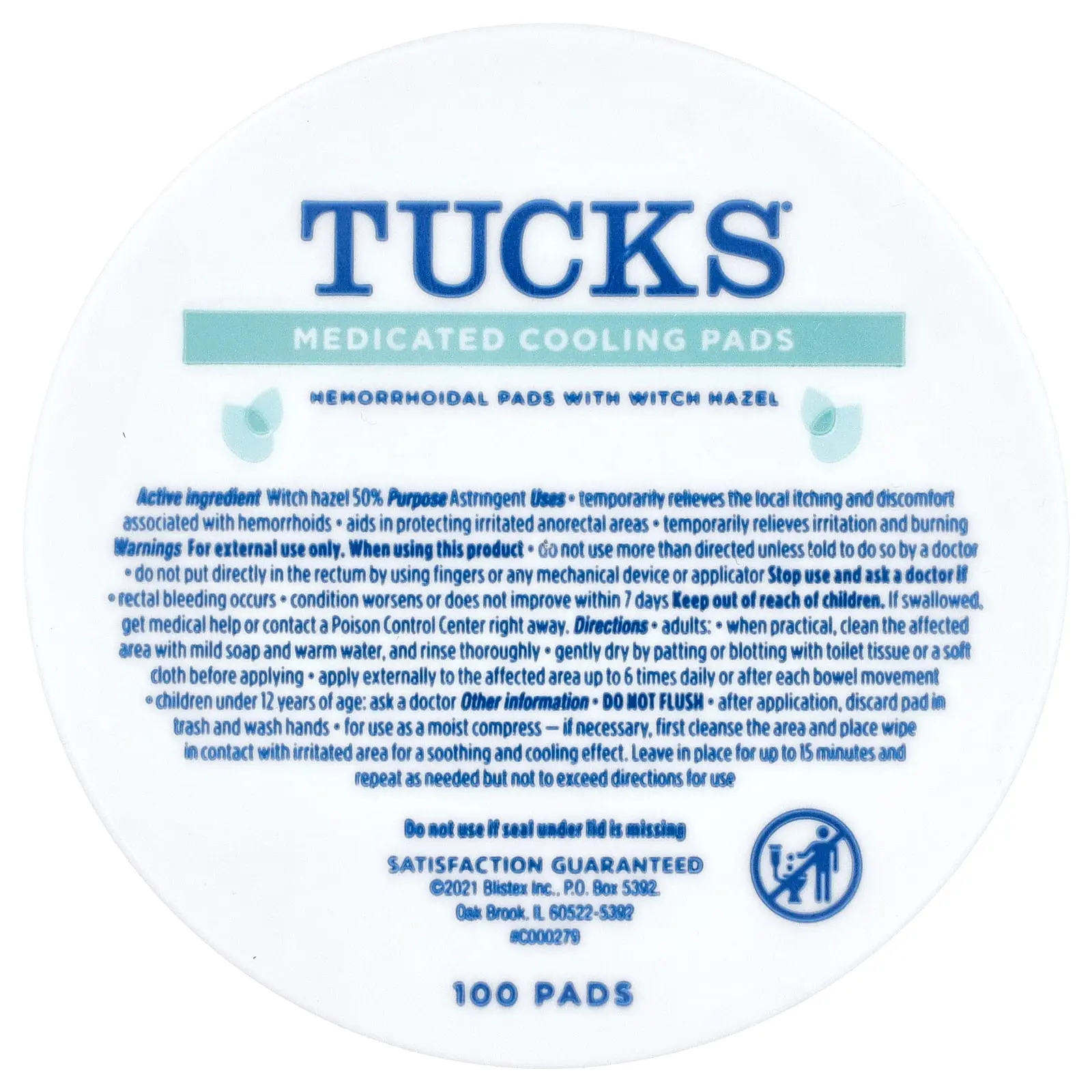 Tucks Medicated Cooling Pads, 100 Pads | HSA/FSA Eligible