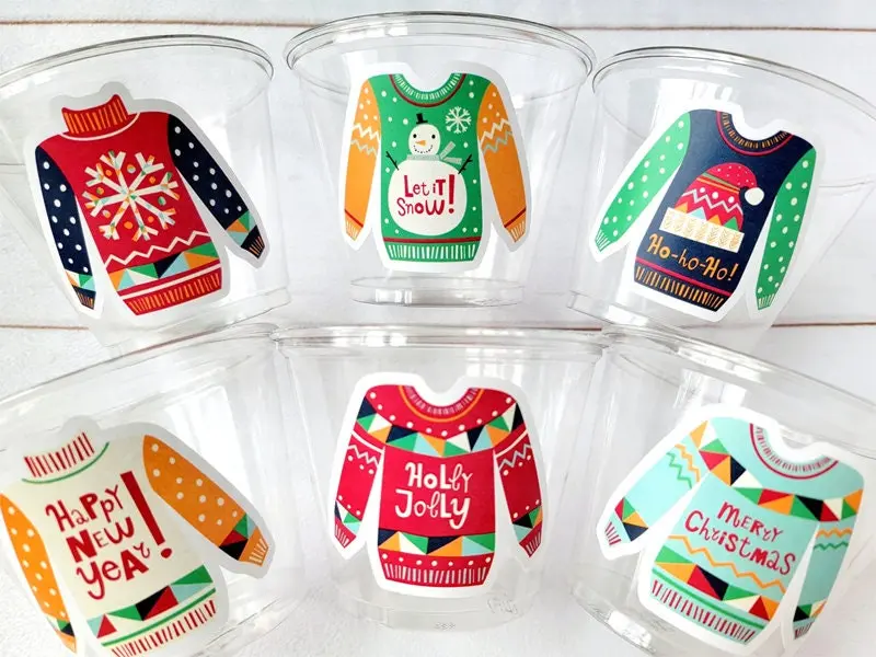 CHRISTMAS PARTY CUPS - Ugly Sweater Christmas Cups Christmas Decorations Christmas Party Supplies Christmas Party Favors Christmas Gifts
