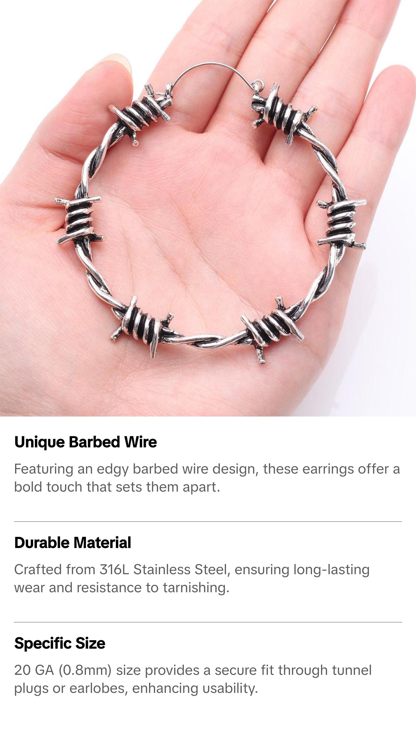 A Pair of Grunge Barbed Wire Plug Hoop Earring