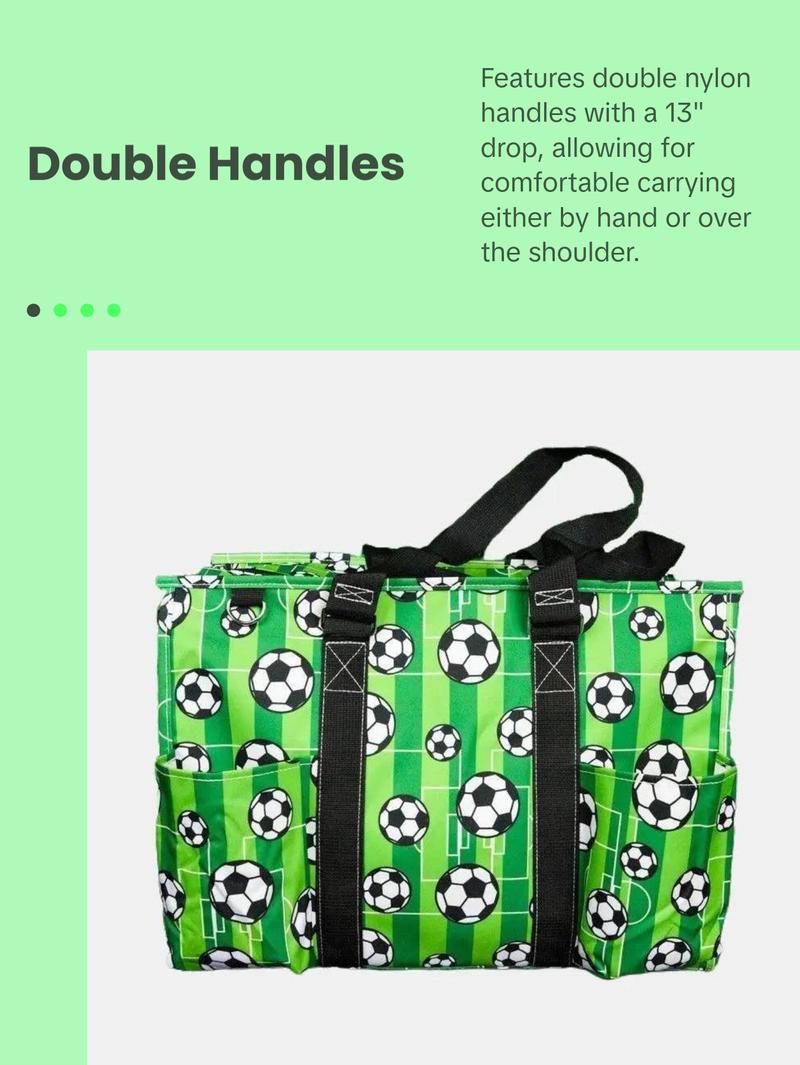 Here For The Goals with Black Trim Large Organizer Tote Carrying Bag Durable Folding Bag