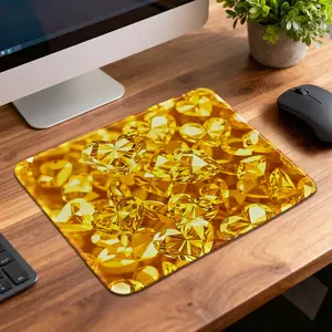 Glitter Gold Diamond Heart Design Mouse Pad - Non-Slip Base, Perfect Control for Gaming & Office, Reinforced Stitched Edges, 8.27x10.24in
