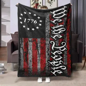 250th anniversary American Flag & Letter Pattern Blanket, Soft Comfortable Throw Blanket, Cool Bedroom Bedding Blankets, Air-conditioned Room Blanket, Warm Nap Blanket for Home Office