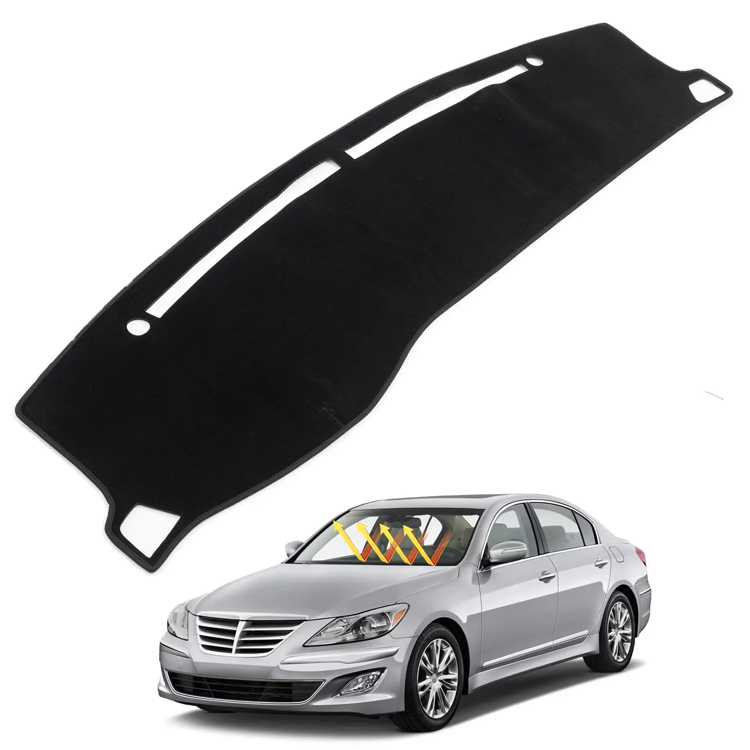 Canvcle Custom Fit Dashboard Cover Mat for Hyundai Genesis 4-Door Sedan 2008-2014, Bonded Fabric Flannel, Anti-Glare, UV Protection, Wrinkle Resistant, Avoids Sliding, Blocks Long-Term Sunlight Car Interior Accessory, Car Accessory