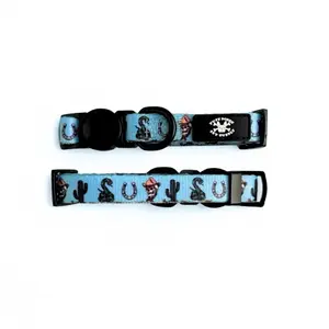 Western Traditional Tattoo Adjustable Cat Collar in Blue