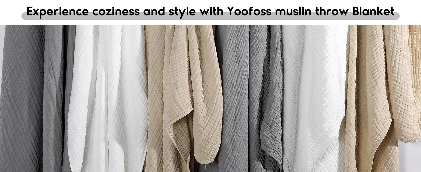 Yoofoss Throw Blanket 100% Natural Muslin Cotton Soft and Comfortable for Home Decor