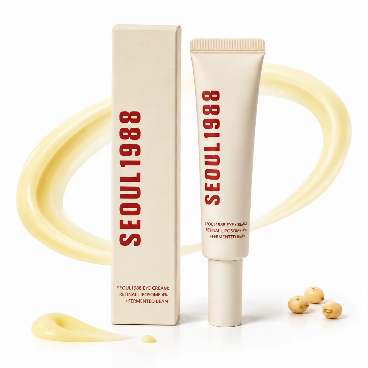 4% Retinal Liposome Complex & Fermented Bean Lightweight Night Eye Cream, 30ml Firming Lift Under-Eye Treatment for All Skins, Smoother & Brighter Complexion
