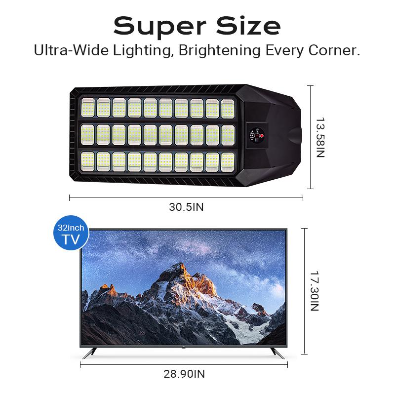 Next-Gen Solar Street Light Outdoor 480PCS 5054 SMD LED Super Bright Lamp with 3 Modes Motion Sensor Remote Control Solar Powered Wall Pole Mounted Security Light ABS Housing IP65 Waterproof for Yard Garden Garage Street