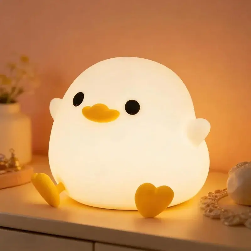Cute DoDo Duck Lamp Squishy Silicone Dimmable Bedside Light Rechargeable Touch Nightlight for Boys Girls Room Decor