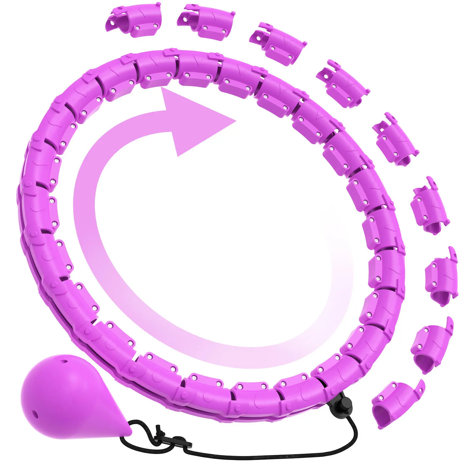 Weighted Infinity Exercise Hoop – Adjustable 32-link fitness hoop with 360° rotation and silent bearings, portable waist trainer equipment for women and men for home workouts