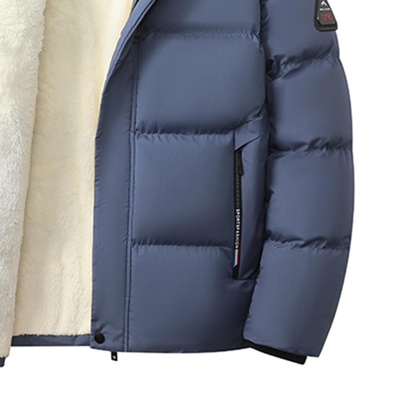 Men's Solid Color Patchwork Zipper Hooded Winter Jacket Regular Fit Casual Long Sleeve Waterproof Warm Coat for Daily Wear in Winter Menswear Tops