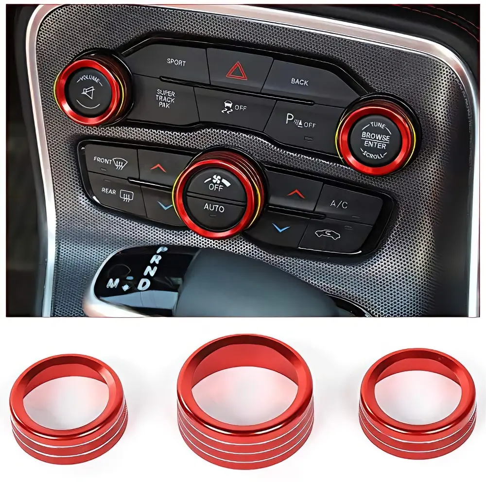 Air Conditioner Switch CD Button Knob for Dodge Challenger 2015-2024 Charger Chrysler 300 300s 2015-2019, for Ram 2013-2018 (Aluminum Alloy)