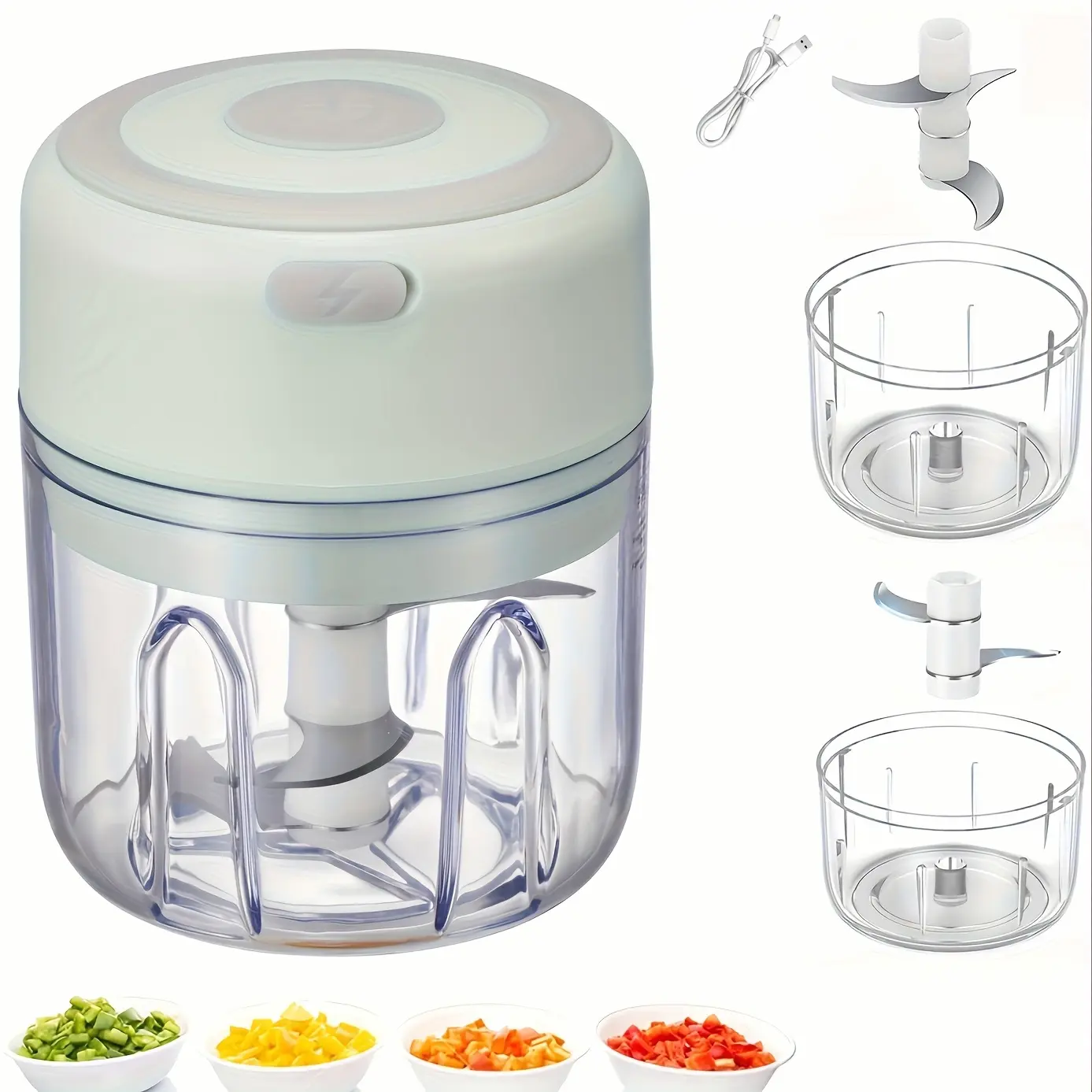 1pc Wireless Portable Electric Food Chopper, Mini Electric Garlic Crusher, Upgrade Your Kitchen with This Powerful Electric Garlic Chopper - 3.38/ 8.45oz USB Meat Grinder And Masher!