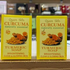 Queen Skin CURCUMA Turmeric Soap Clear and Glowing Skin Set of 2 Each 200gm. Organic Body Wash