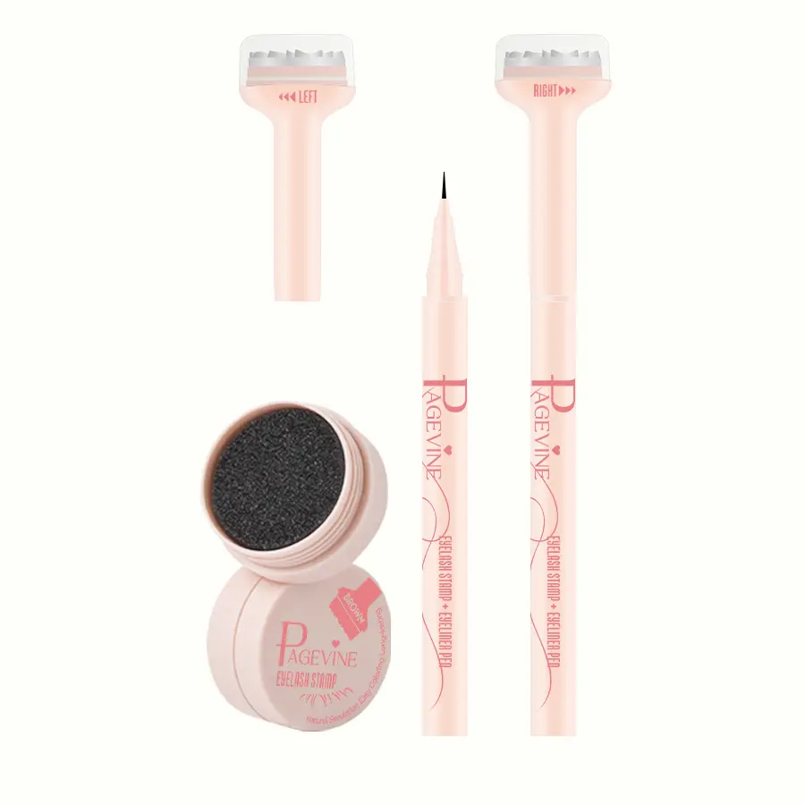 2-in-1 Brown Precision Eyeliner Pencil with Lower Lash Stamp - Easily create natural lashes in seconds, the new favorite for quickly achieving stunning eye makeup